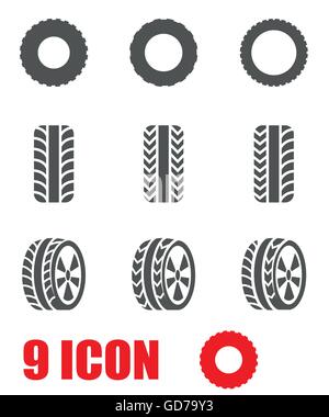 Vector black tire icon set Stock Vector