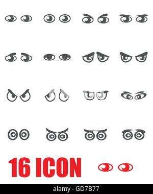 Vector grey cartoon eyes icon set Stock Vector