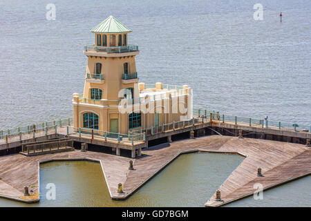 Marina and lighthouse at the Beau Rivage Resort and Casino on the Mississippi Gulf Coast at Biloxi Stock Photo