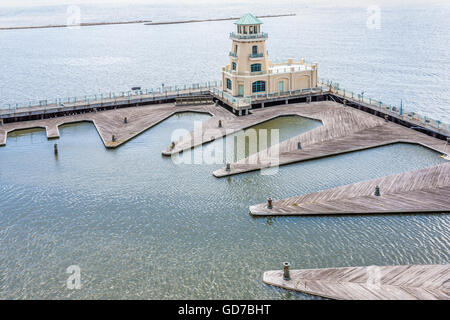 Marina and lighthouse at the Beau Rivage Resort and Casino on the Mississippi Gulf Coast at Biloxi Stock Photo