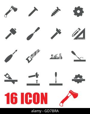 Vector grey carpentry icon set Stock Vector