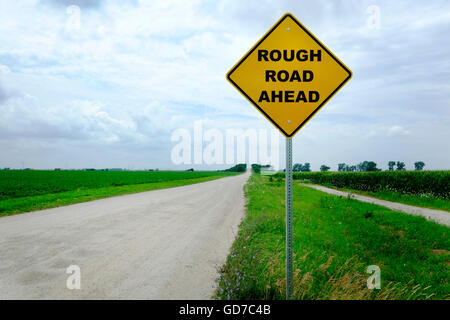 A sign on a country road in the Midwestern United States. Stock Photo