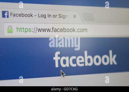 Homepage of Facebook.com, the biggest social network website. Stock Photo
