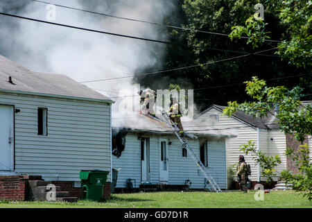 Charlotte Fire Department Responding to Fire Stock Photo