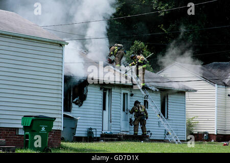 Charlotte Fire Department Responding to Fire Stock Photo