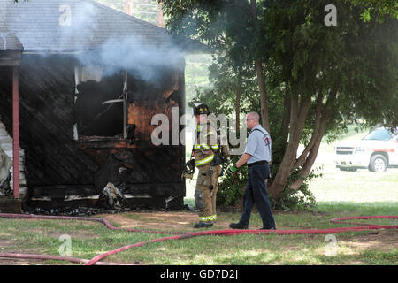 Charlotte Fire Department Responding to Fire Stock Photo