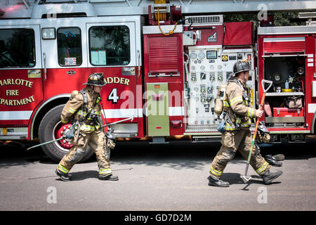 Charlotte Fire Department Responding to Fire Stock Photo