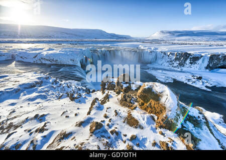 Beautiful winter scene of Godafoss, Iceland Stock Photo