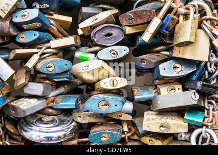 Symbolic many locks of love. Valentine's Day. Symbol of lovers. Stock Photo