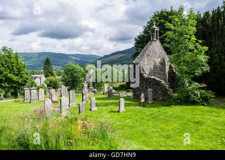 Historic Balquhidder cemetery, the final resting place of the famous Scottish folk hero Rob Roy MacGregor Stock Photo