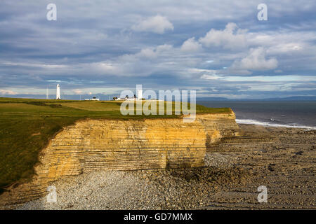 Marcross Beach and Nash Point Lighthouse South Wales UK Stock Photo