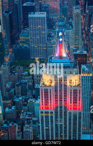 The Empire State Building is a 102-story landmark Art Deco skyscraper in New York City, United States