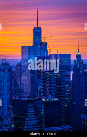 Lower Manhattan, also known as Downtown Manhattan, is the southernmost part of Manhattan in New York City Stock Photo