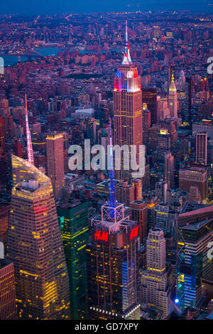 Aerial photograph (helicopter). Manhattan is the most densely populated of the five boroughs of New York City. Stock Photo