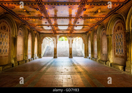 Bethesda Terrace and Fountain overlook The Lake in New York City's Central Park