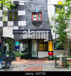 Courtyard of Kunst Haus Wien, Hundertwasser Museum in 3rd district of Vienna, Austria Stock Photo