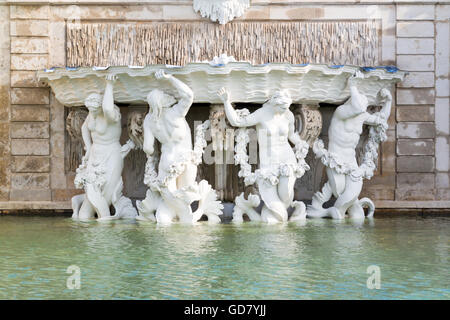 Baroque sculptures of fountain in Belvedere gardens in Vienna, Austria Stock Photo