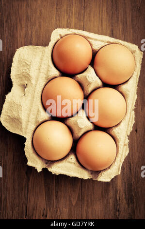 carton of six eggs Stock Photo
