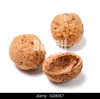 Ripe walnuts isolated on white background Stock Photo