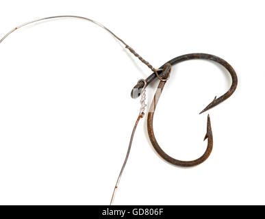 Fish open mouth hang on hook. Fish hook or fishhook is device for catching  either by impaling in mouth. On hook. Trout caught. Good catch. Fish in  trap close up. Bait spoon