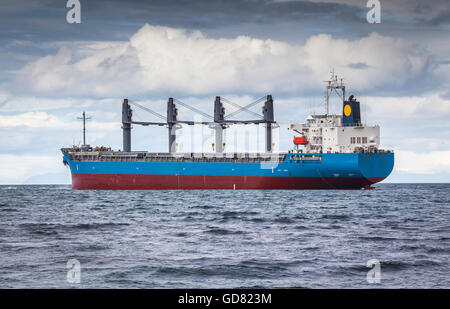 Bulk carrier sailing on the north Atlantic ocean. Stock Photo