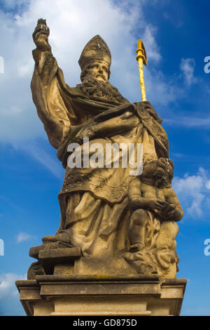Statue of St. Anthony of Padua on Charles Bridge in Prague, Czech Republic Stock Photo