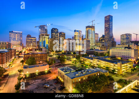 Houston, Texas, USA downtown city skyline at twilight. Stock Photo