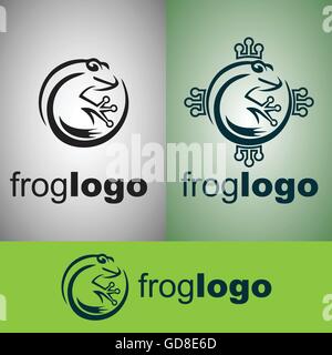 frog logo concepts designed in a simple way so it can be use for multiple proposes like logo ,marks ,symbols or icons. Stock Vector