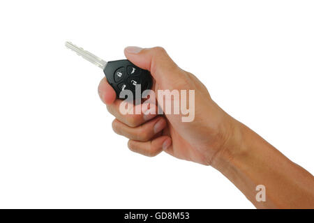 Hand the car keys on isolate white background Stock Photo - Alamy