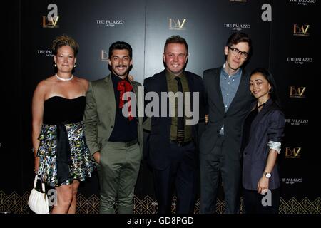 Siobhan O'Neil (Producer), Steve Mazurek (Costume designer), Shane Scheel (co-creator/producer), Anderson Davis (co-creator/producer) and Sumie Maeda (Associate director) at arrivals for BAZ - Star Crossed Love Opening Celebration, The Palazzo Theatre, Las Vegas, NV July 12, 2016. Photo By: James Atoa/Everett Collection Stock Photo