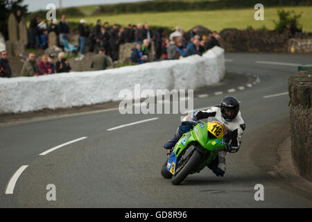 Castletown, Isle of Man, UK. 13th July, 2016. Vic Allan rides through the Church Bends- July 13. 2016 - Southern 100 Road Races, Billown Circuit, Castletown Isle of Man. Credit: Samuel Bay/Alamy Live News Stock Photo