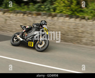 Castletown, Isle of Man, UK. 13th July, 2016. John Coleman rides through the Church Bends- July 13. 2016 - Southern 100 Road Races, Billown Circuit, Castletown Isle of Man. Credit: Samuel Bay/Alamy Live News Stock Photo