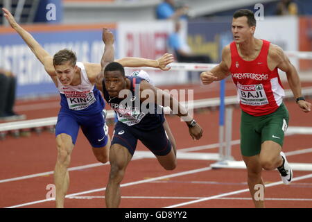 Amsterdam, Holland. 10th July, 2016. The European Athletics Championships. Wilhem Belocian (fra) winner of the 110m Hurdles Semifinal for Men © Action Plus Sports/Alamy Live News Stock Photo