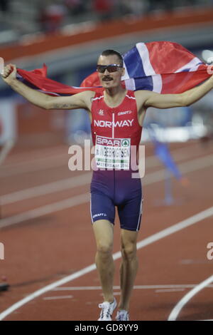 Amsterdam, Holland. 10th July, 2016. The European Athletics Championships. Henrik Ingebrigtsen (Norway) competes in the 1500 metres © Action Plus Sports/Alamy Live News Stock Photo