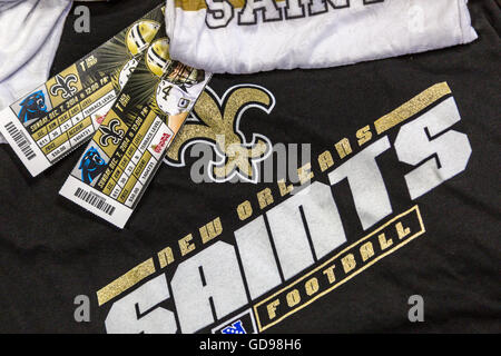 Tickets, shirts and logos for the New Orleans Saints American football team Stock Photo