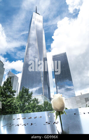One World Trade Center and World Financial Center, Lower Manhattan, NYC, USA Stock Photo
