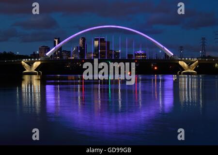 Lowry Avenue Bridge Lit in Purple to Honor Prince on the Day of His Death Stock Photo