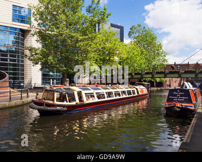 Pleasure Cruise on the Brimingham Canal at Brindley Place Birmingham West Midlands England Stock Photo