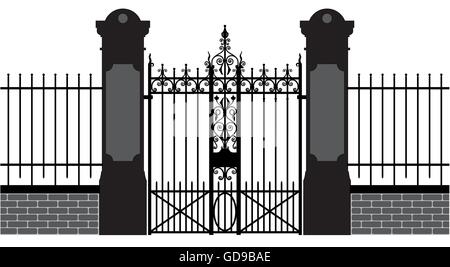 vector illustration of a wrought iron gate Stock Vector