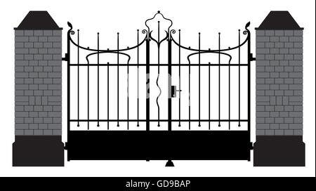 vector illustration of a wrought iron gate Stock Vector
