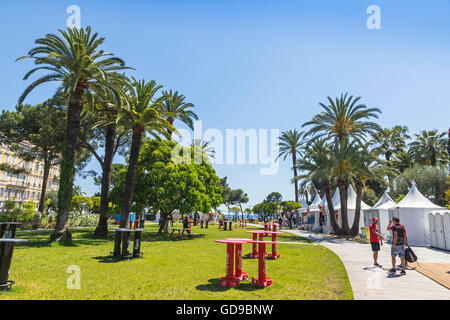 NICE, FRANCE - JUNE 22, 2016: Official fanzone of UEFA EURO 2016 at Albert I Garden in City of Nice, France Stock Photo