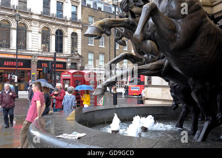 London Piccadilly Circus.Statues of The Horses of Helios, also known as The Four Bronze Horses of Helios a London landmark in Piccadilly Circus London Stock Photo