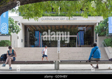 Entrance to Queensland Art Gallery, Stanley Place, Cultural Precinct, South Bank, Brisbane, Queensland, Australia Stock Photo