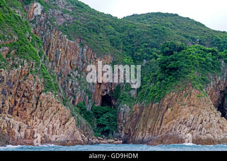 Volcanic coastline along the Hong Kong Global Geopark Stock Photo