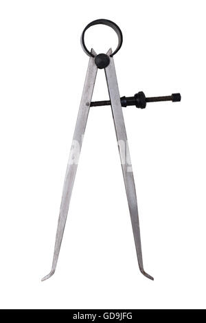 A set of calipers tools for measuring internal distances on a white background Stock Photo