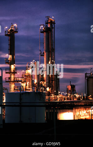 Oil refinery at night in Edmonton, Alberta – Canada. Stock Photo