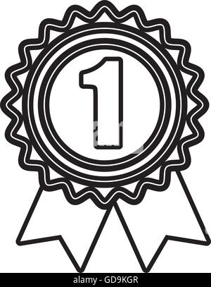 First place medal in black and white colors, vector illustration Stock Vector