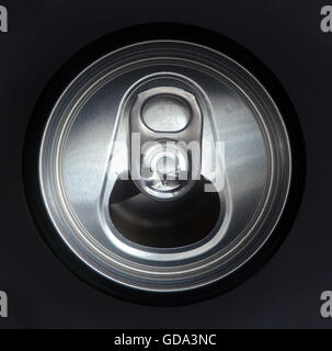 Aint more beer. Look down the top of an empty beer can. Stock Photo