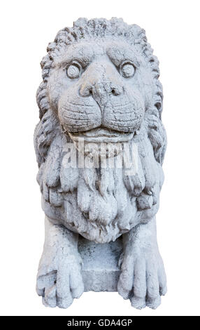 white marble medieval Lion, Guardian Lion, isolate on white background Stock Photo