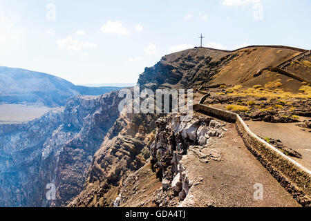 Cross on the top of Masaya Volcano Stock Photo